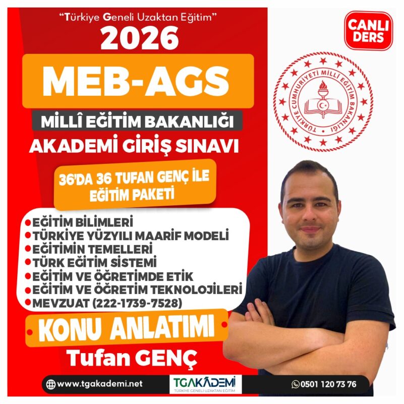 2026 MEB-AGS Tufan Genç ile 36’da 36 Eğitim Konu Anlatım Paketi