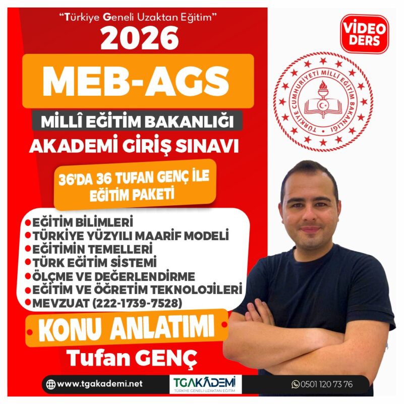 2026 MEB-AGS Tufan Genç ile 36’da 36 Eğitim Konu Anlatım Paketi (Video)